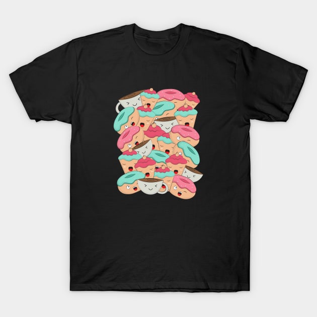 Cute Donut Pattern T-Shirt by novaya